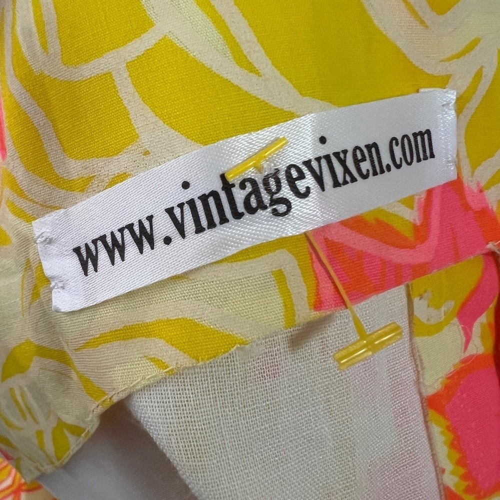 Vintage Yellow Floral Maxi Dress — 1970s Style —pink yellow floral print medium - Picture 9 of 9